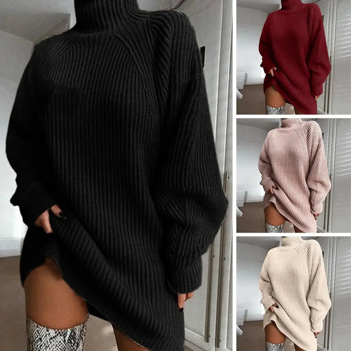 Women's Turtleneck Sweater Dress for Winter